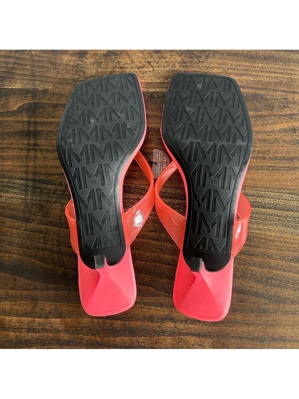 Mango Retro Vinyl High Thong Kitten-Heel Sandals, Size 41. - Picture 3 of 9